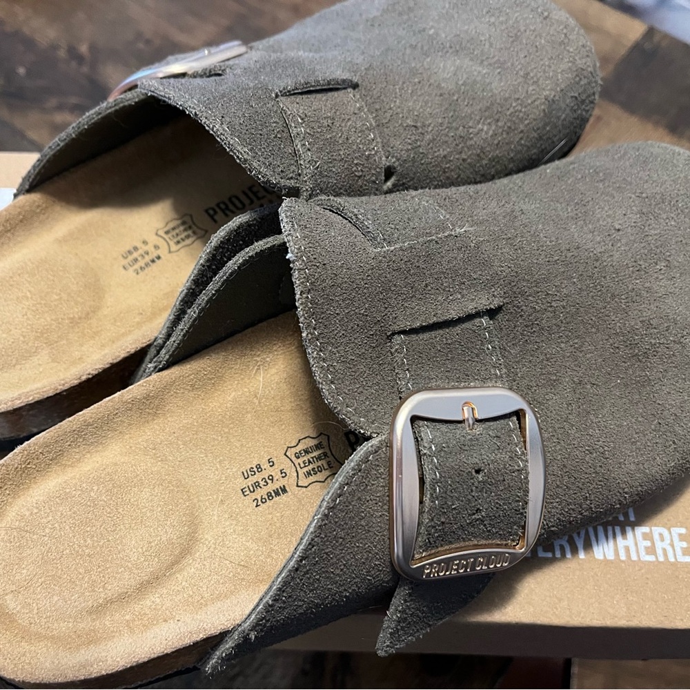 Project Cloud Suede Buckle Clogs